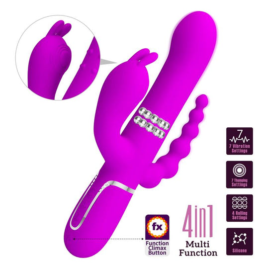 PRETTY LOVE - CAMMY TRIPLE VIBRADOR MULTIFUNCIÓN 4 EN 1 ROSA