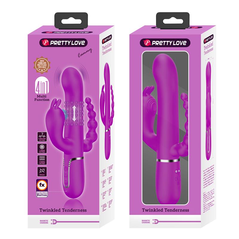 PRETTYLOVE - CAMMY 4 IN 1 VIBRADOR CON BOLAS ROTADORAS Y CADENA ANAL