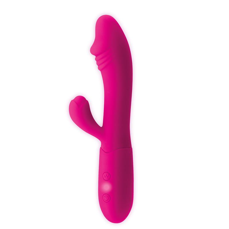 GOODIES - CANDY VIBRADOR CON CONEJITO PUNTO G USB SILICONA FUCSHIA