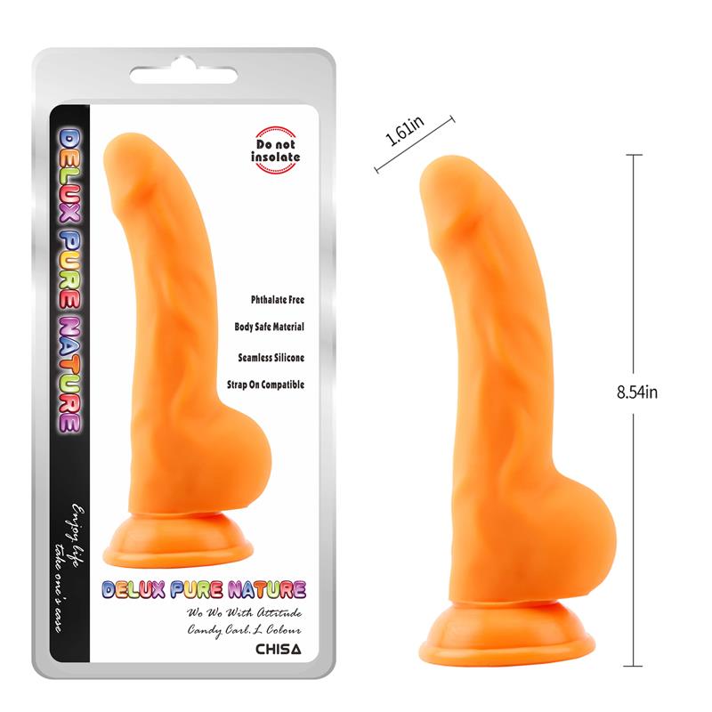 CHISA - CARL.L DILDO SILICONA LIQUIDA NARANJA 21.7CM,O4.1CM