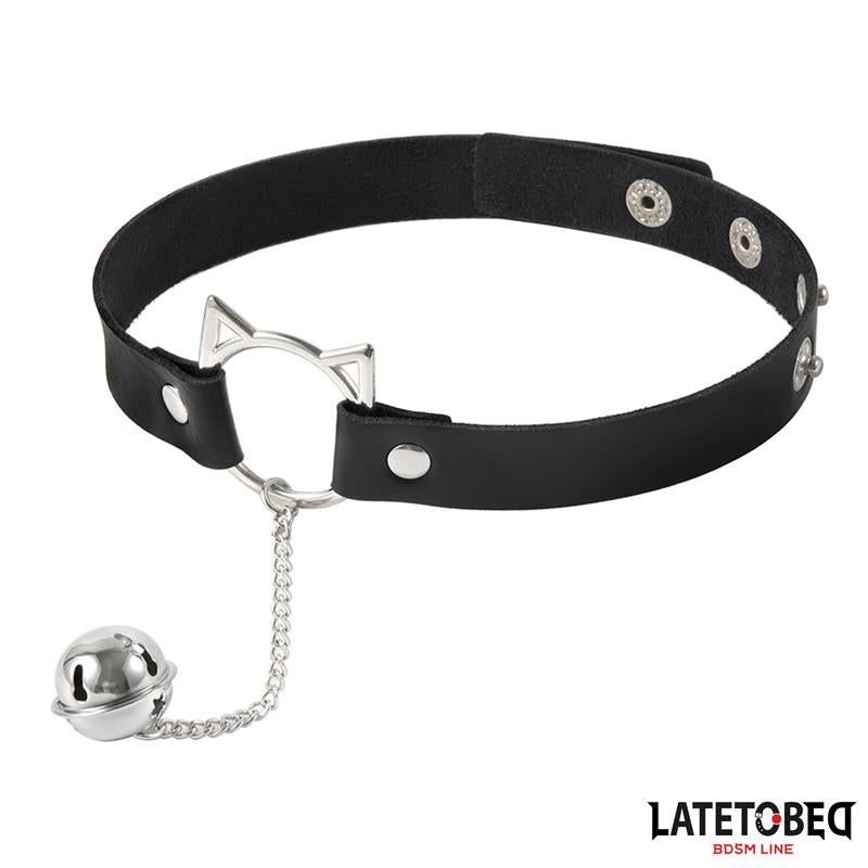LATETOBED BDSM LINE - CHOKER CON ARO CON OREJITAS Y CASCABEL
