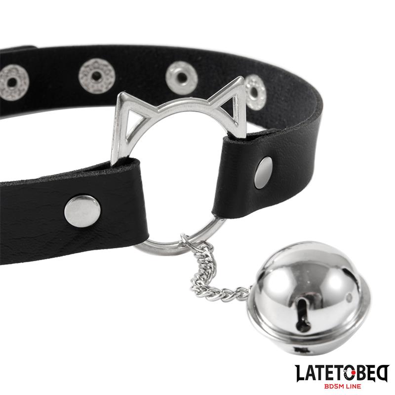 LATETOBED BDSM LINE - CHOKER CON ARO CON OREJITAS Y CASCABEL
