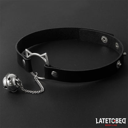 LATETOBED BDSM LINE - CHOKER CON ARO CON OREJITAS Y CASCABEL