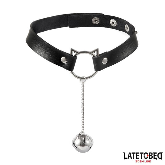 LATETOBED BDSM LINE - CHOKER CON ARO CON OREJITAS Y CASCABEL
