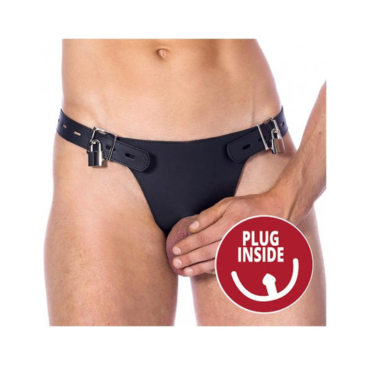 BONDAGE PLAY - CINTURÓN DE CASTIDAD CON PLUG INTERNO