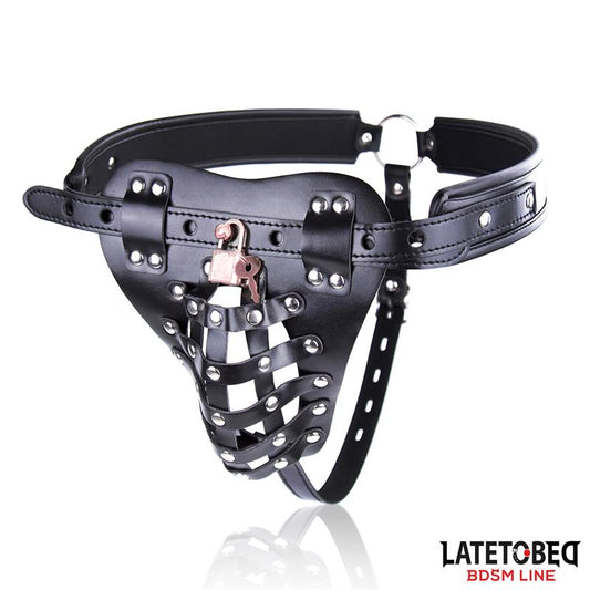 LATETOBED BDSM LINE - CINTURÓN DE CASTIDAD MASCULINO CON CANDADO AJUSTABLE
