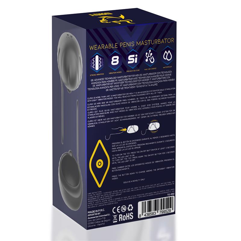 MINOTHOR - CLIPEX MASTURBADOR MASCULINO AJUSTABLE CON SISTEMA DE CLIP SILICONA PREMIUM USB MAGNÉTICO
