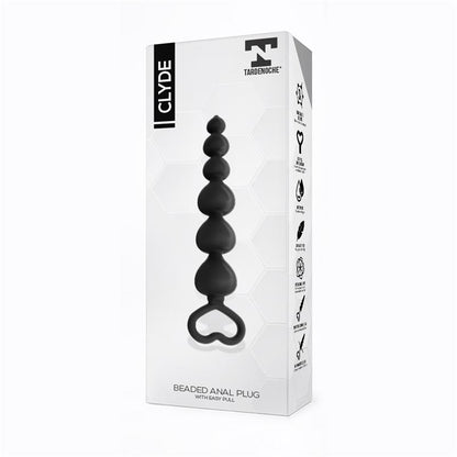 TARDENOCHE - CLYDE PLUG ANAL CON BOLAS CON ARO DE FÁCIL EXTRACCIÓN SILICONA NEGRO