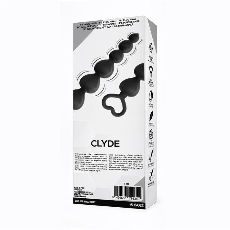 TARDENOCHE - CLYDE PLUG ANAL CON BOLAS CON ARO DE FÁCIL EXTRACCIÓN SILICONA NEGRO