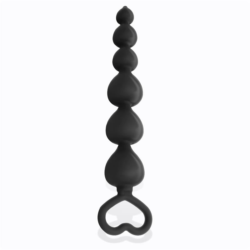 TARDENOCHE - CLYDE PLUG ANAL CON BOLAS CON ARO DE FÁCIL EXTRACCIÓN SILICONA NEGRO