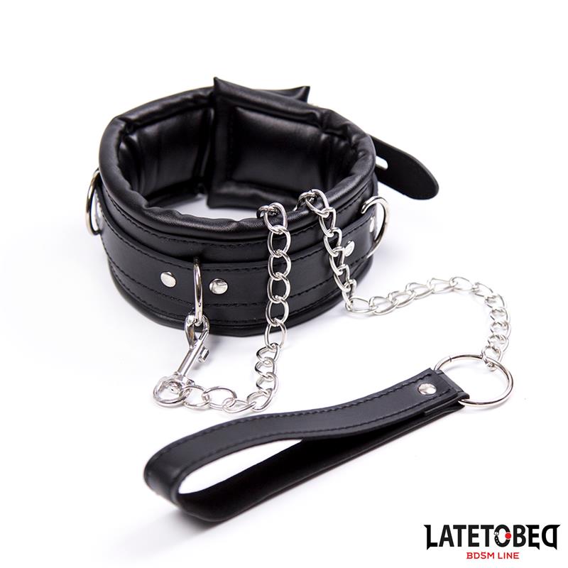 LATETOBED BDSM LINE - COLLAR ACOLCHADO GRANDE CON CORREA