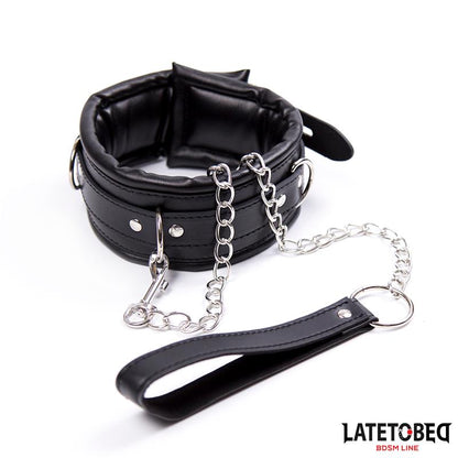 LATETOBED BDSM LINE - COLLAR ACOLCHADO GRANDE CON CORREA