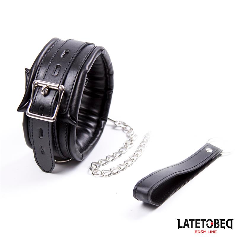 LATETOBED BDSM LINE - COLLAR ACOLCHADO GRANDE CON CORREA
