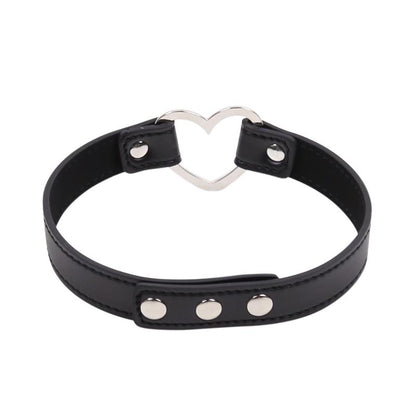 LATETOBED BDSM LINE - COLLAR CON ARO EN FORMA DE CORAZÓN AJUSTABLE 41,5 CM NEGRO