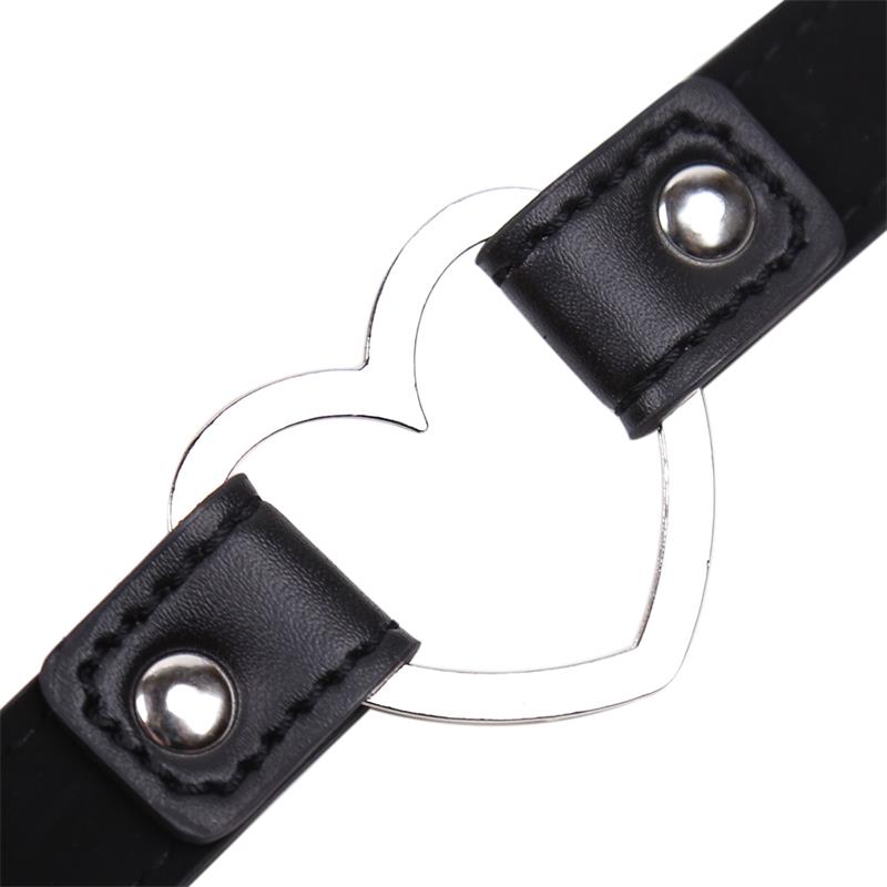 LATETOBED BDSM LINE - COLLAR CON ARO EN FORMA DE CORAZÓN AJUSTABLE 41,5 CM NEGRO