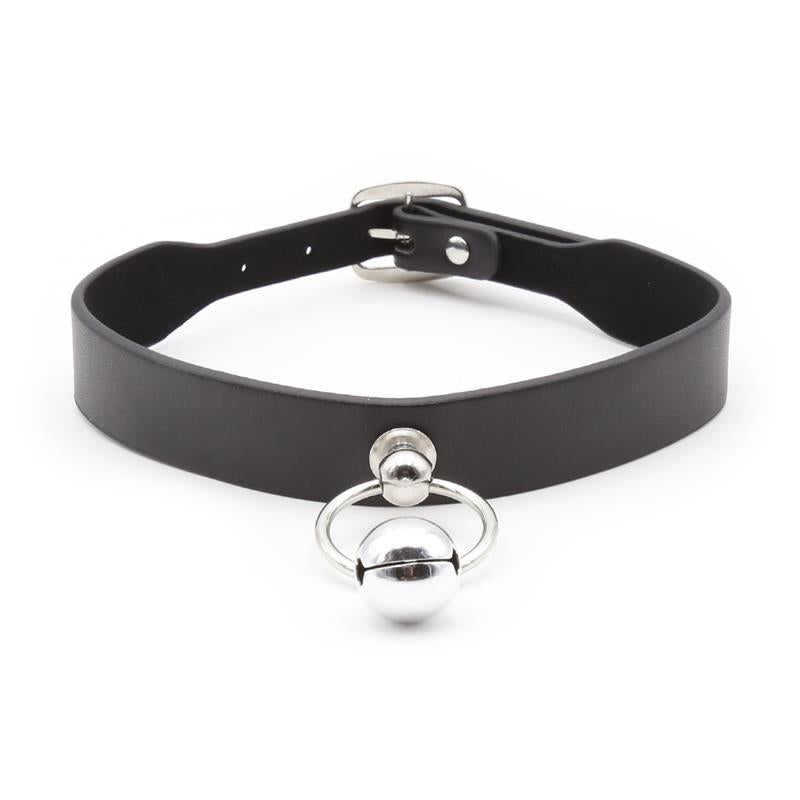 LATETOBED BDSM LINE - COLLAR CON ARO Y CASCABEL NEGRO