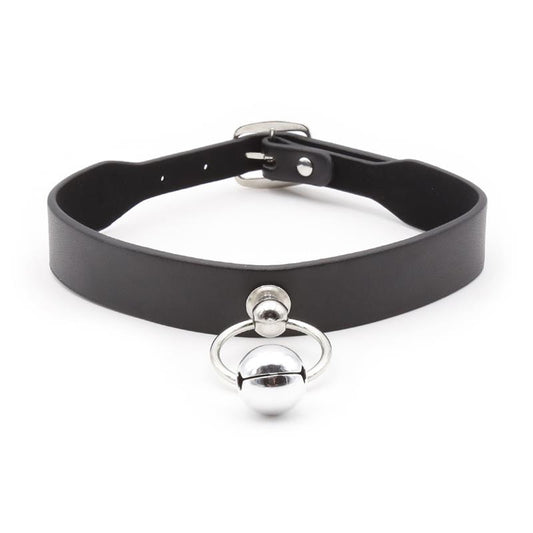 LATETOBED BDSM LINE - COLLAR CON ARO Y CASCABEL NEGRO