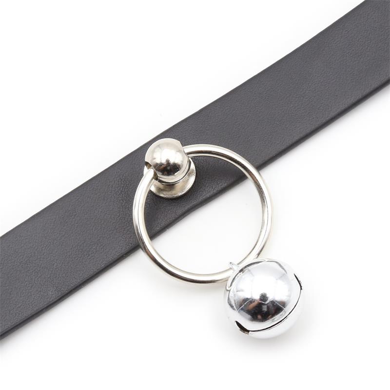 LATETOBED BDSM LINE - COLLAR CON ARO Y CASCABEL NEGRO