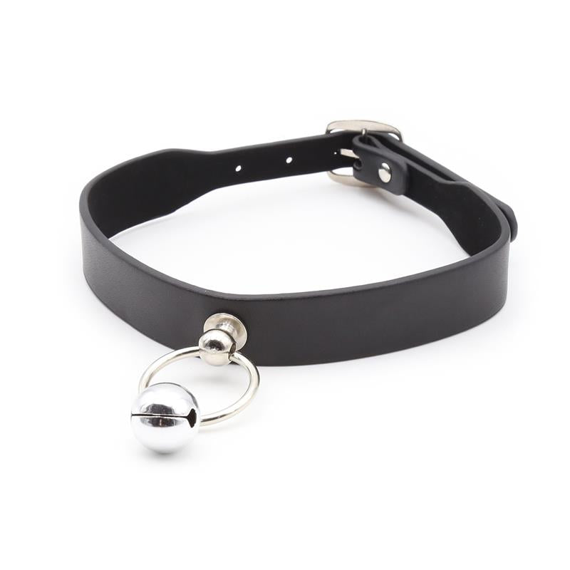 LATETOBED BDSM LINE - COLLAR CON ARO Y CASCABEL NEGRO