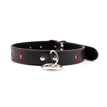 LATETOBED BDSM LINE - COLLAR CON CADENA DE METAL NEGRO/ROJO