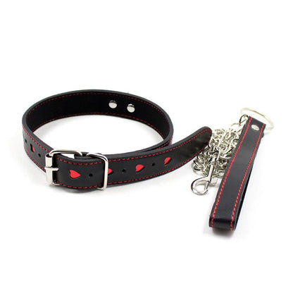 LATETOBED BDSM LINE - COLLAR CON CADENA DE METAL NEGRO/ROJO