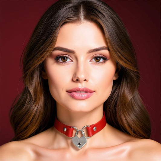 CINDERELLA - COLLAR CON CANDADO DE CORAZÓN CUERO VEGANO TALLA ÚNICA