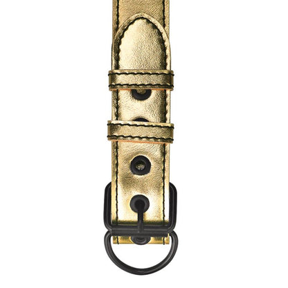LOVETOY - COLLAR CON CORREA BONDAGE DORADO