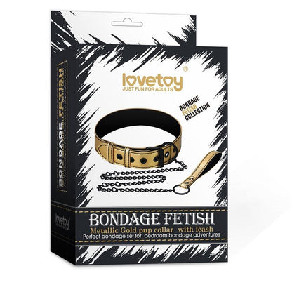 LOVETOY - COLLAR CON CORREA BONDAGE DORADO