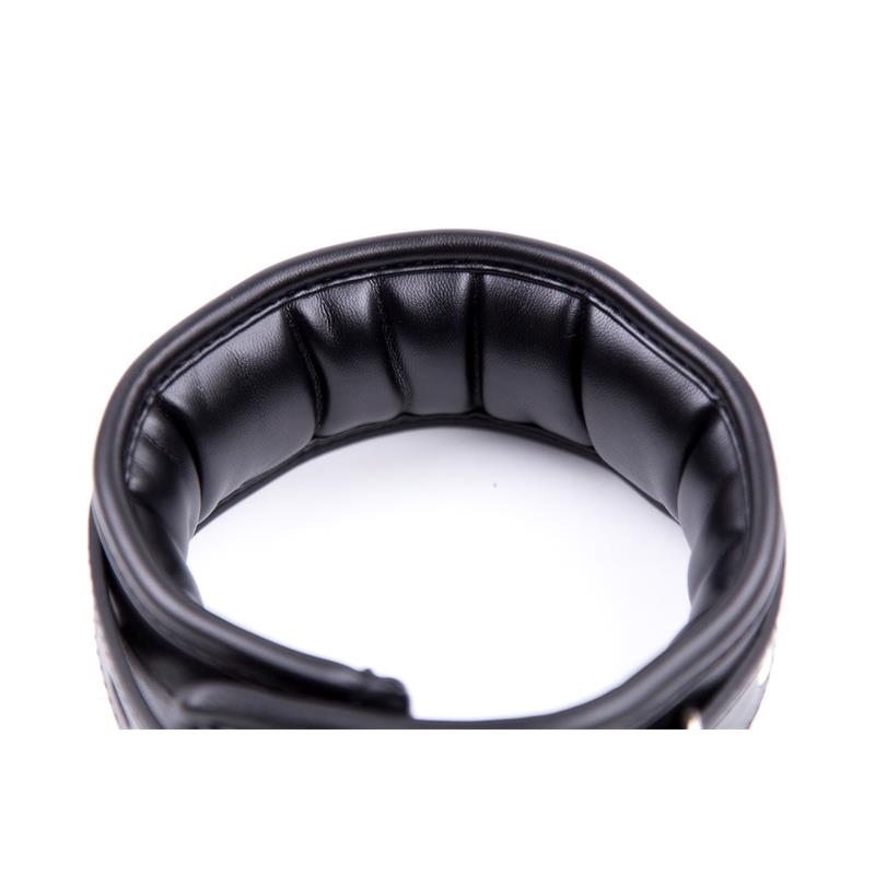 LATETOBED BDSM LINE - COLLAR CON CORREA DE METAL E INTERIOR ACOLCHADO NEGRO