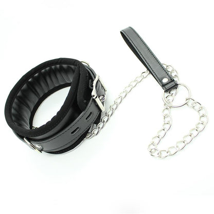 LATETOBED BDSM LINE - COLLAR CON CORREA DE METAL E INTERIOR ACOLCHADO NEGRO