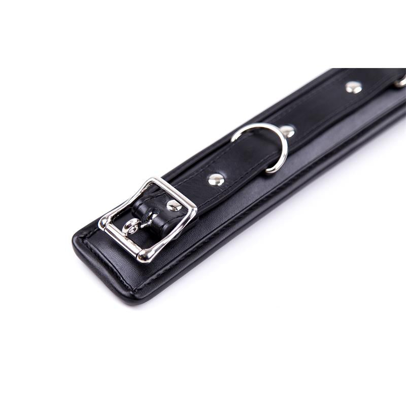 LATETOBED BDSM LINE - COLLAR CON CORREA DE METAL E INTERIOR ACOLCHADO NEGRO