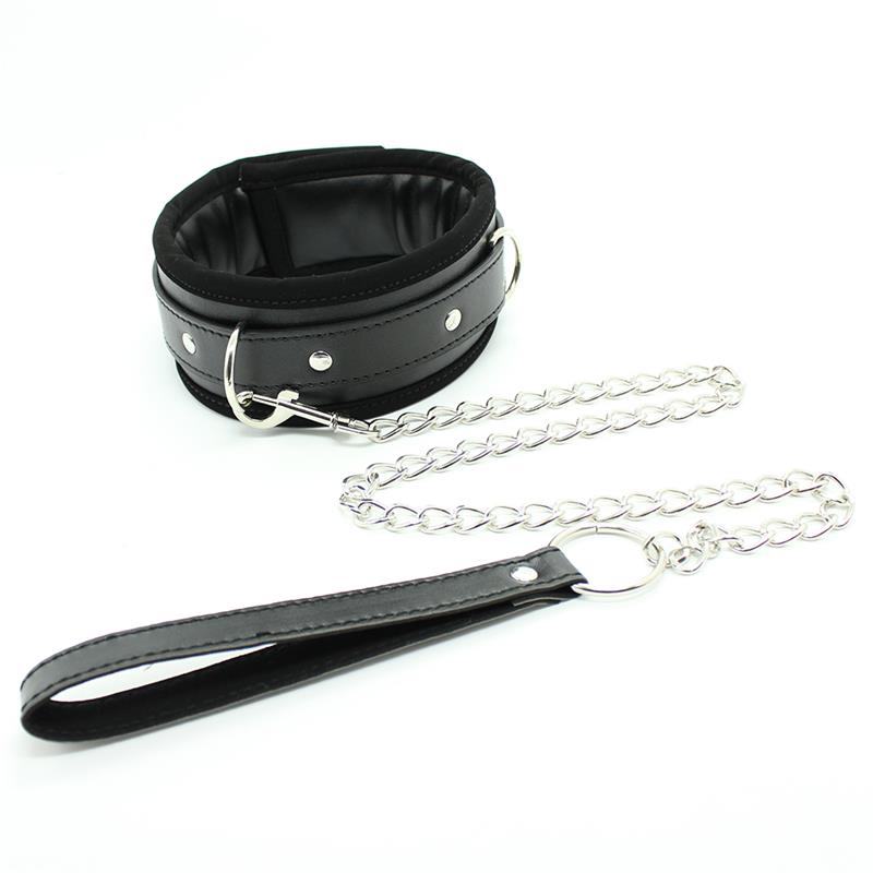 LATETOBED BDSM LINE - COLLAR CON CORREA DE METAL E INTERIOR ACOLCHADO NEGRO