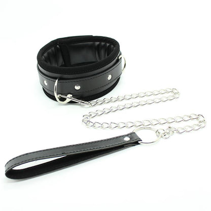 LATETOBED BDSM LINE - COLLAR CON CORREA DE METAL E INTERIOR ACOLCHADO NEGRO