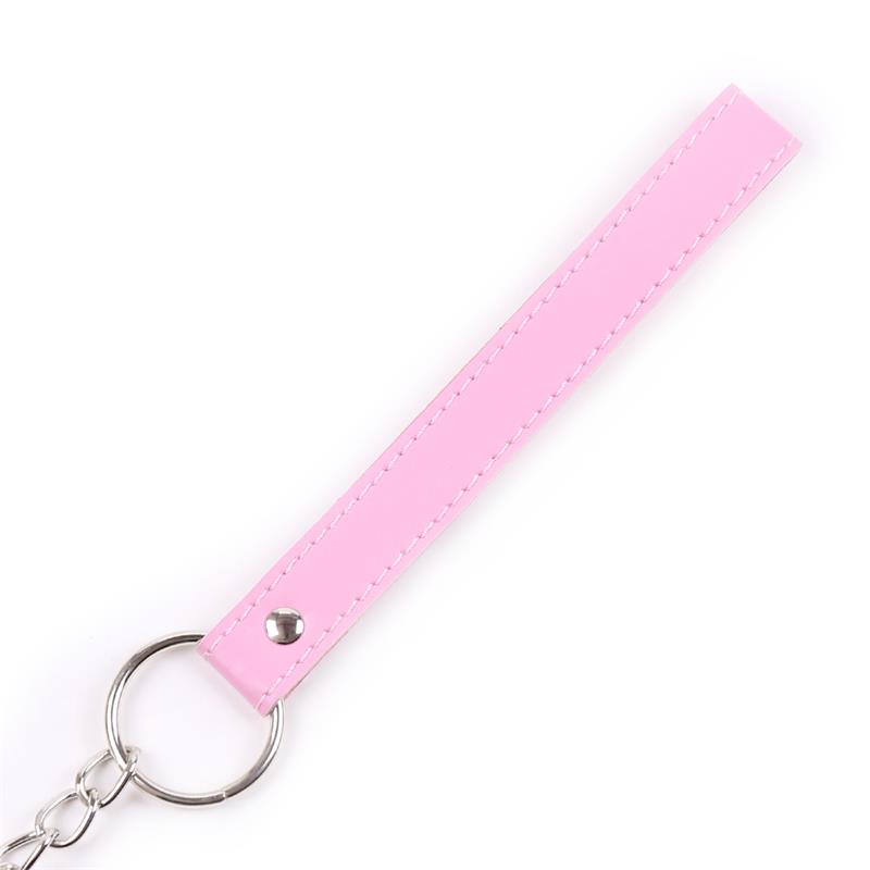 LATETOBED BDSM LINE - COLLAR CON CORREA ROSA PASTEL