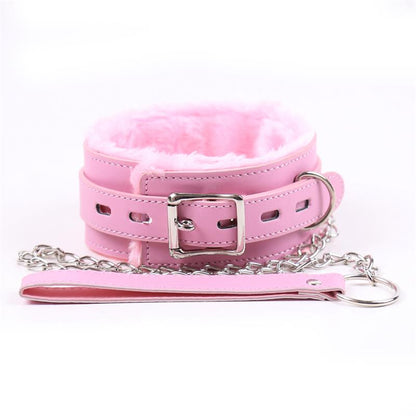 LATETOBED BDSM LINE - COLLAR CON CORREA ROSA PASTEL