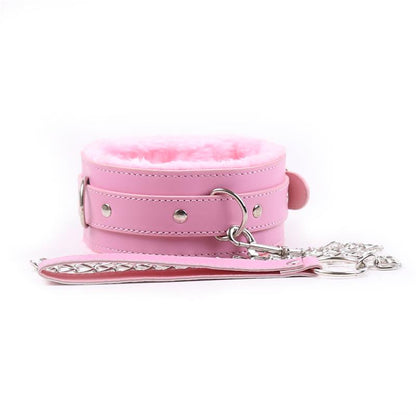 LATETOBED BDSM LINE - COLLAR CON CORREA ROSA PASTEL