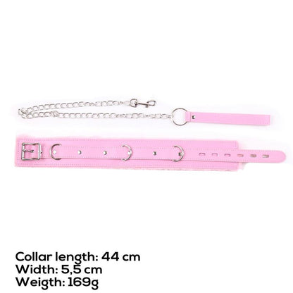 LATETOBED BDSM LINE - COLLAR CON CORREA ROSA PASTEL
