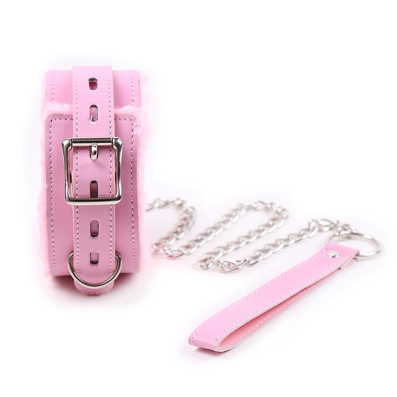LATETOBED BDSM LINE - COLLAR CON CORREA ROSA PASTEL