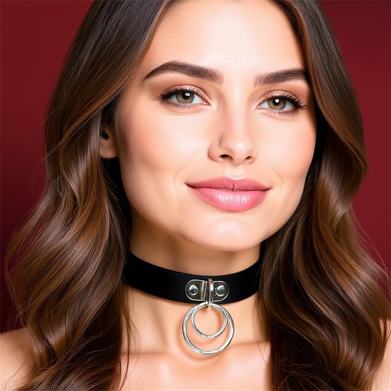 COQUETTE CHIC DESIRE - CHOKER CUERO VEGANO DOBLE ANILLA