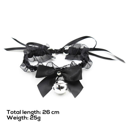 LATETOBED BDSM LINE - COLLAR CON LAZO, CASCABEL Y ENCAJE