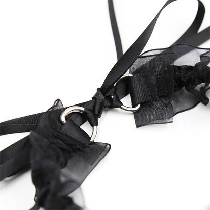 LATETOBED BDSM LINE - COLLAR CON LAZO, CASCABEL Y ENCAJE