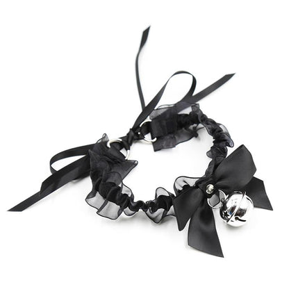 LATETOBED BDSM LINE - COLLAR CON LAZO, CASCABEL Y ENCAJE