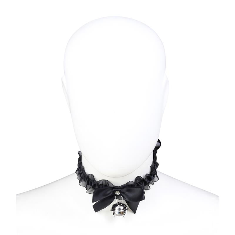 LATETOBED BDSM LINE - COLLAR CON LAZO, CASCABEL Y ENCAJE