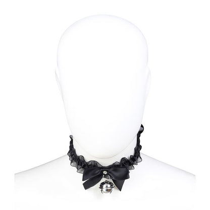 LATETOBED BDSM LINE - COLLAR CON LAZO, CASCABEL Y ENCAJE