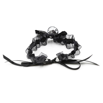 LATETOBED BDSM LINE - COLLAR CON LAZO, CASCABEL Y ENCAJE