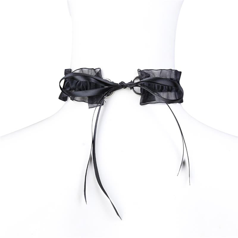 LATETOBED BDSM LINE - COLLAR CON LAZO, CASCABEL Y ENCAJE