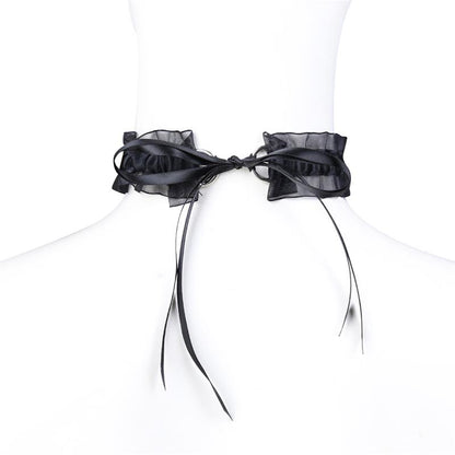 LATETOBED BDSM LINE - COLLAR CON LAZO, CASCABEL Y ENCAJE