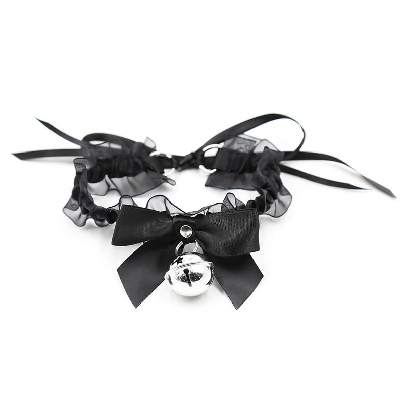 LATETOBED BDSM LINE - COLLAR CON LAZO, CASCABEL Y ENCAJE