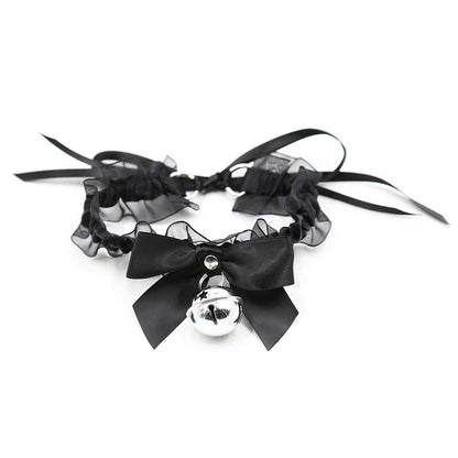 LATETOBED BDSM LINE - COLLAR CON LAZO, CASCABEL Y ENCAJE