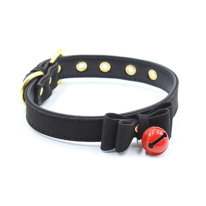 LATETOBED BDSM LINE - COLLAR CON LAZO Y CASCABEL 44 CM NEGRO/ROJO